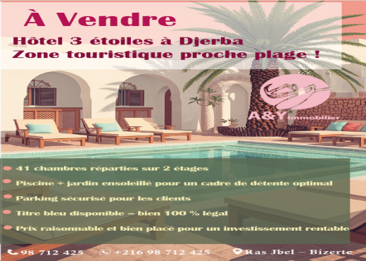 🌴🏨 À vendre : Hôtel 3 étoiles à Djerba