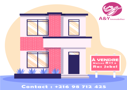À vendre : maison R+1 à Ras Jebel