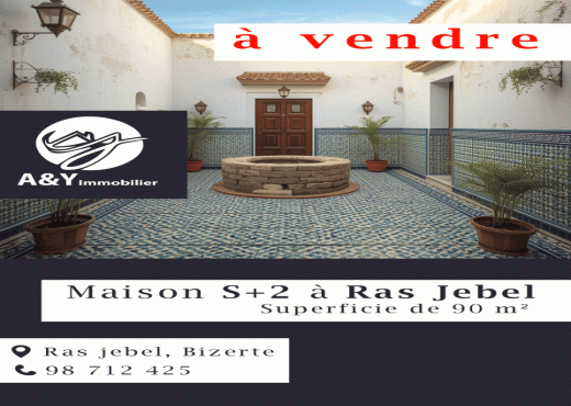 🏠 Maison S+2 à vendre à Ras Jebel