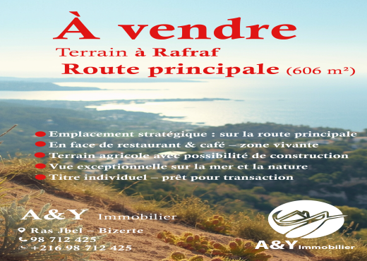 Terrain à Rafraf – Emplacement exceptionnel 🌅